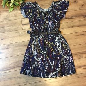 Women’s paisley design dress with belt mini